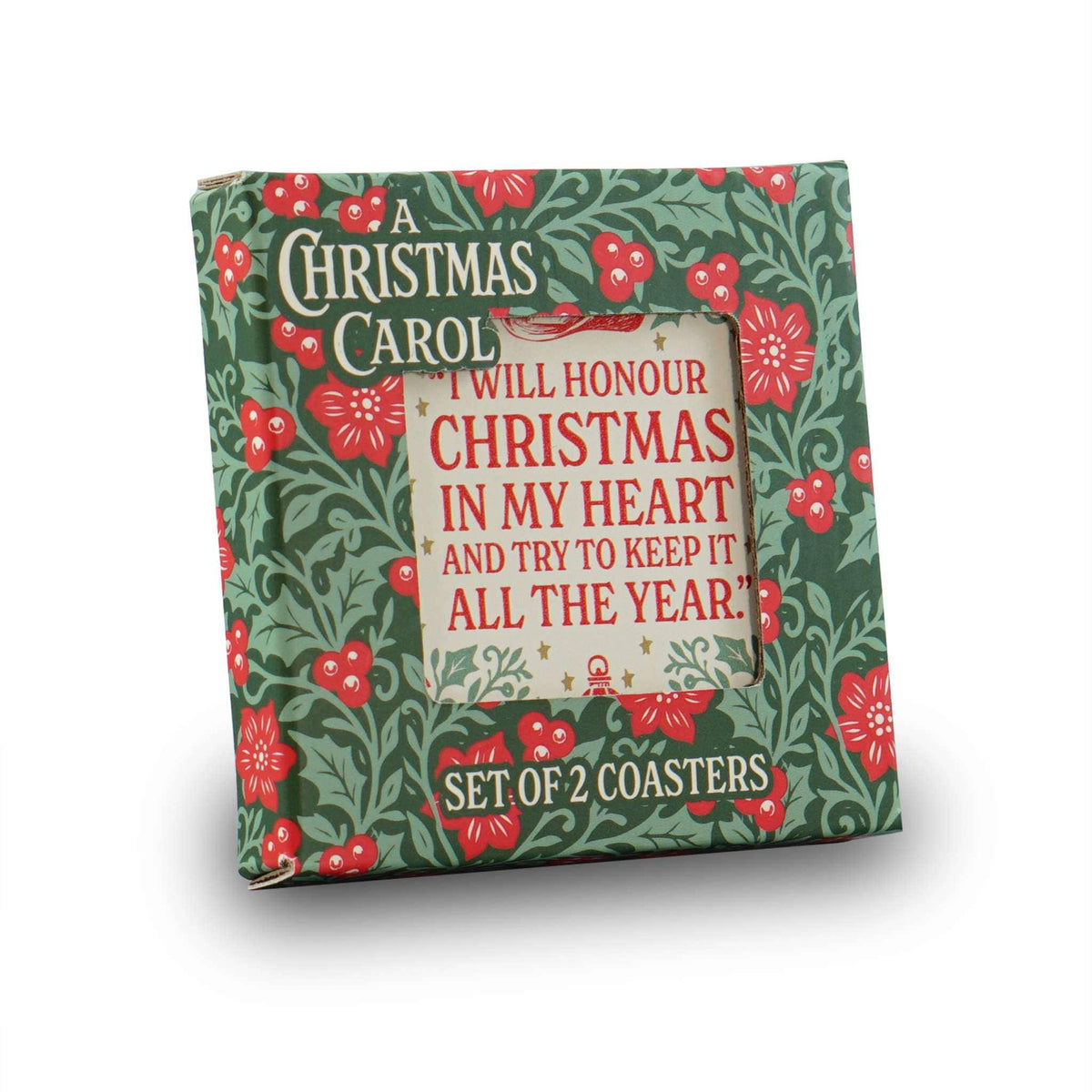 Coasters Ceramic Square Set of 2 Boxed A Christmas Carol BookGeek