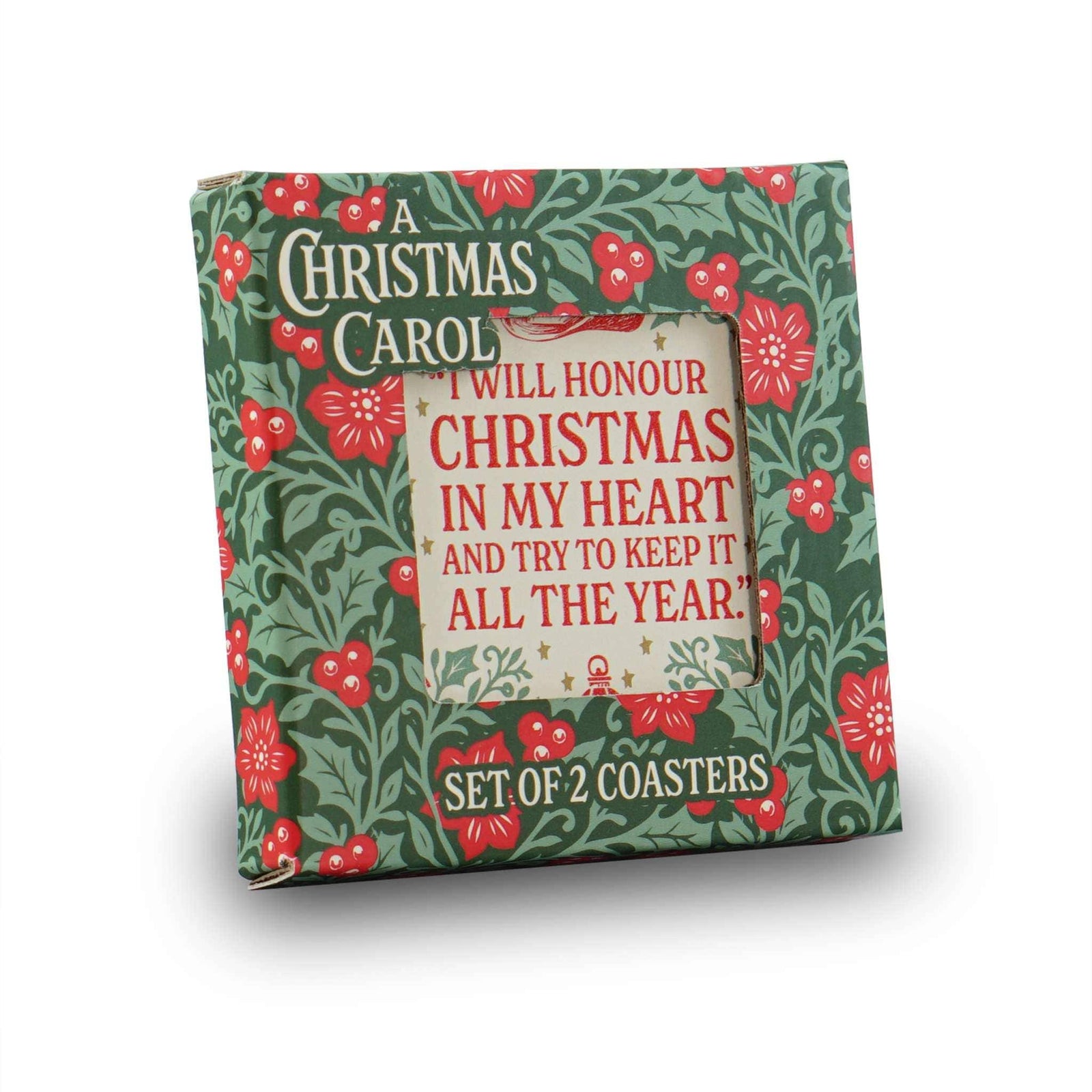 Coasters Ceramic Square Set of 2 Boxed A Christmas Carol BookGeek