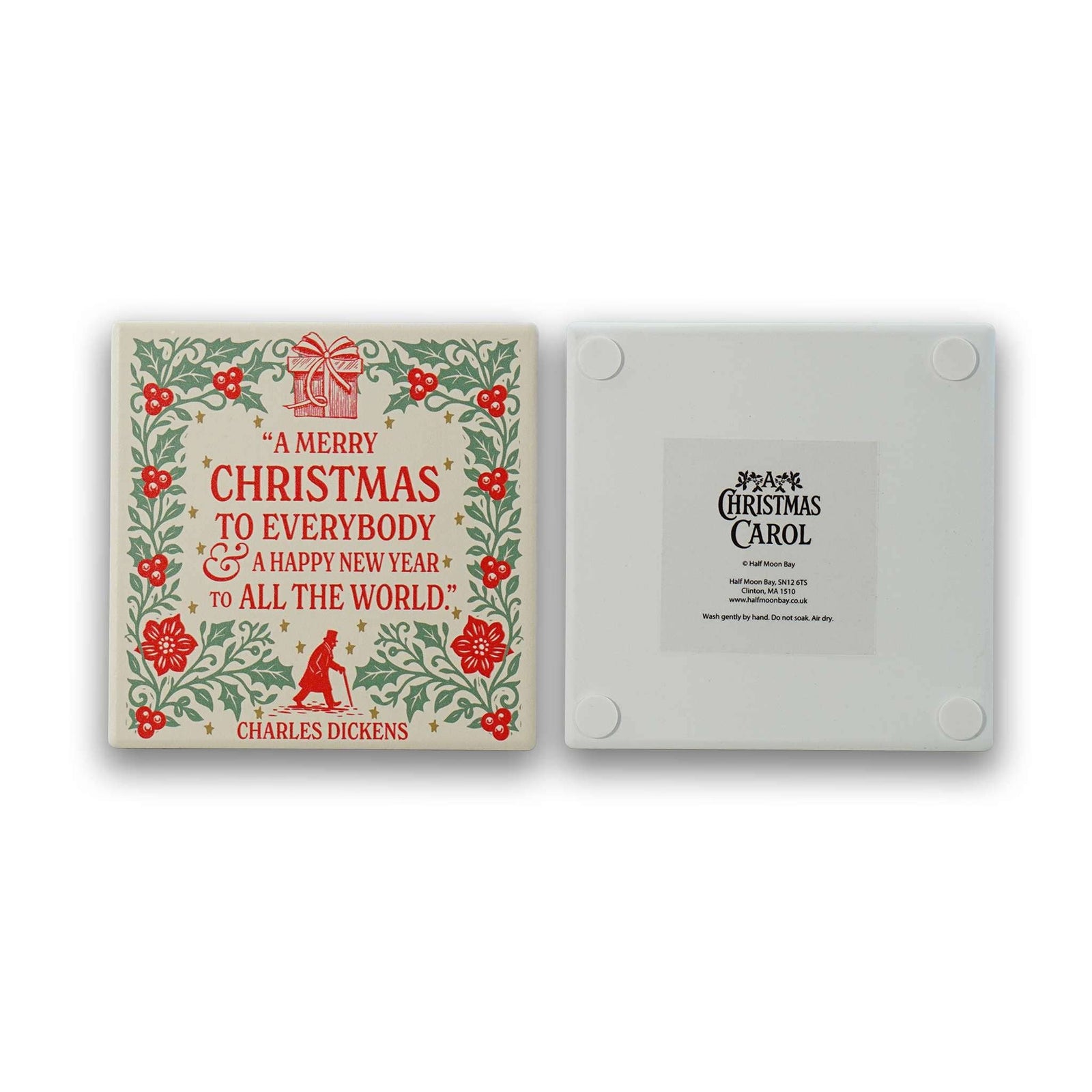 Coasters Ceramic Square Set of 2 Boxed A Christmas Carol BookGeek