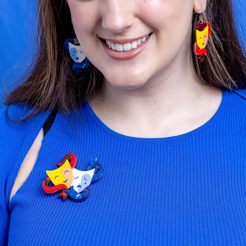 Comedy &amp; Tragedy Brooch BookGeek