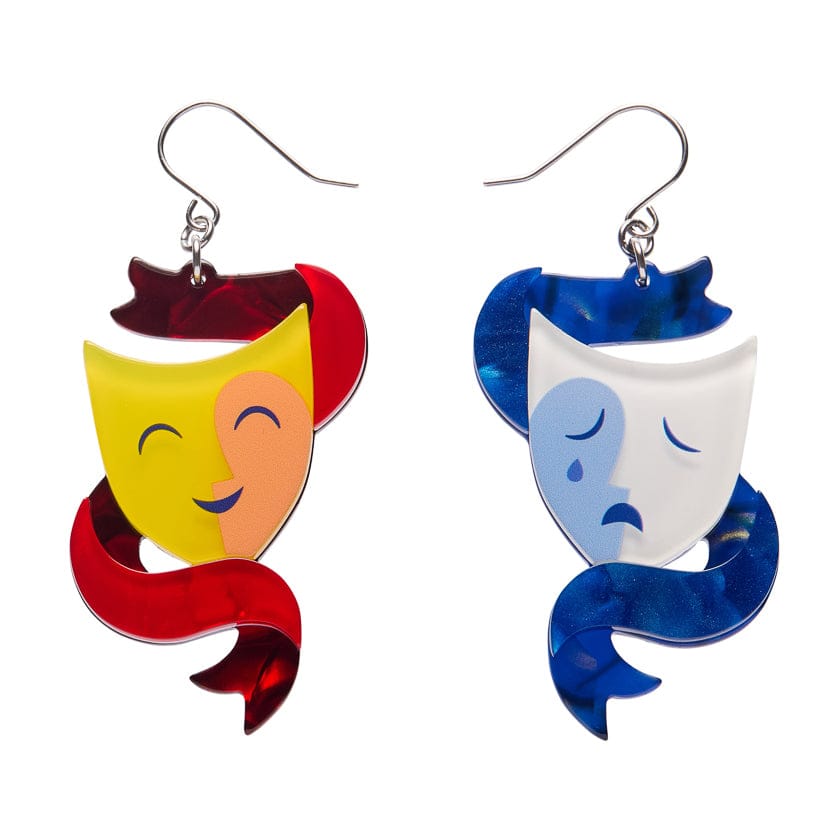Comedy &amp; Tragedy Drop Earrings BookGeek