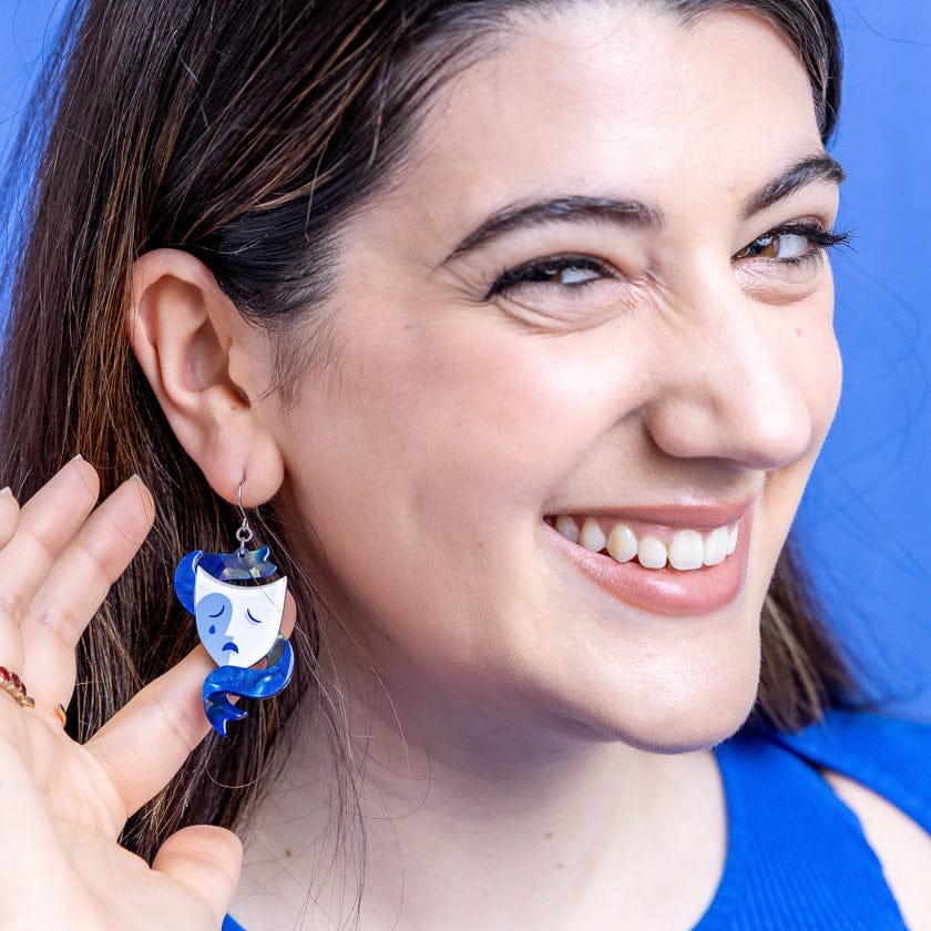 Comedy &amp; Tragedy Drop Earrings BookGeek