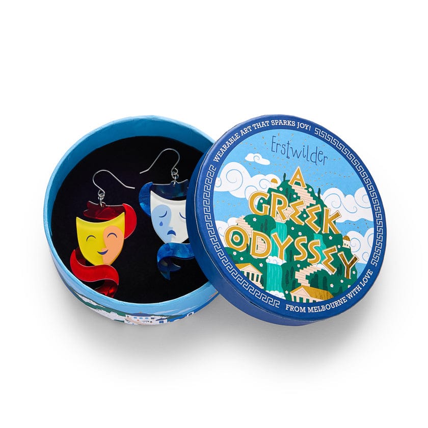 Comedy &amp; Tragedy Drop Earrings BookGeek