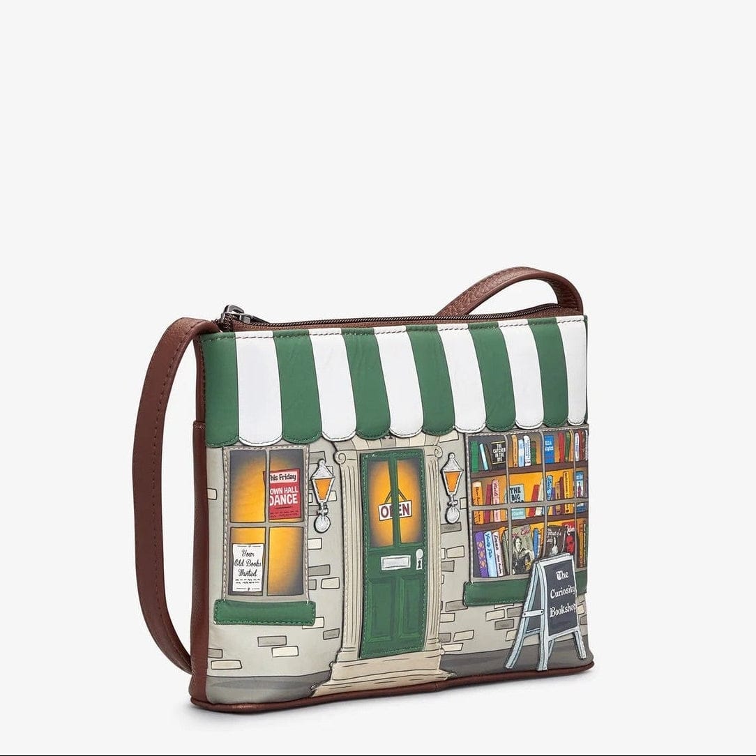 Curiosity Bookshop Brown Leather Cross Body Bag BookGeek