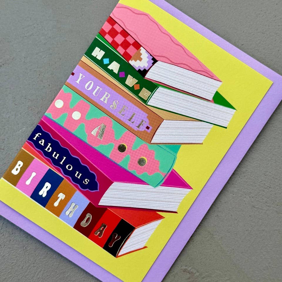 Decorative Book Library Birthday Greeting Card A6 BookGeek