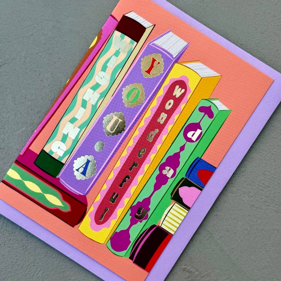 Decorative Book Library Birthday Greeting Card A6 BookGeek