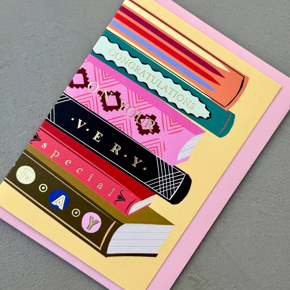 Decorative Book Library Congratulations Greeting Card A6 BookGeek