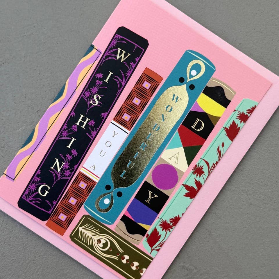 Decorative Book Library Wonderful Day Greeting Card A6 BookGeek