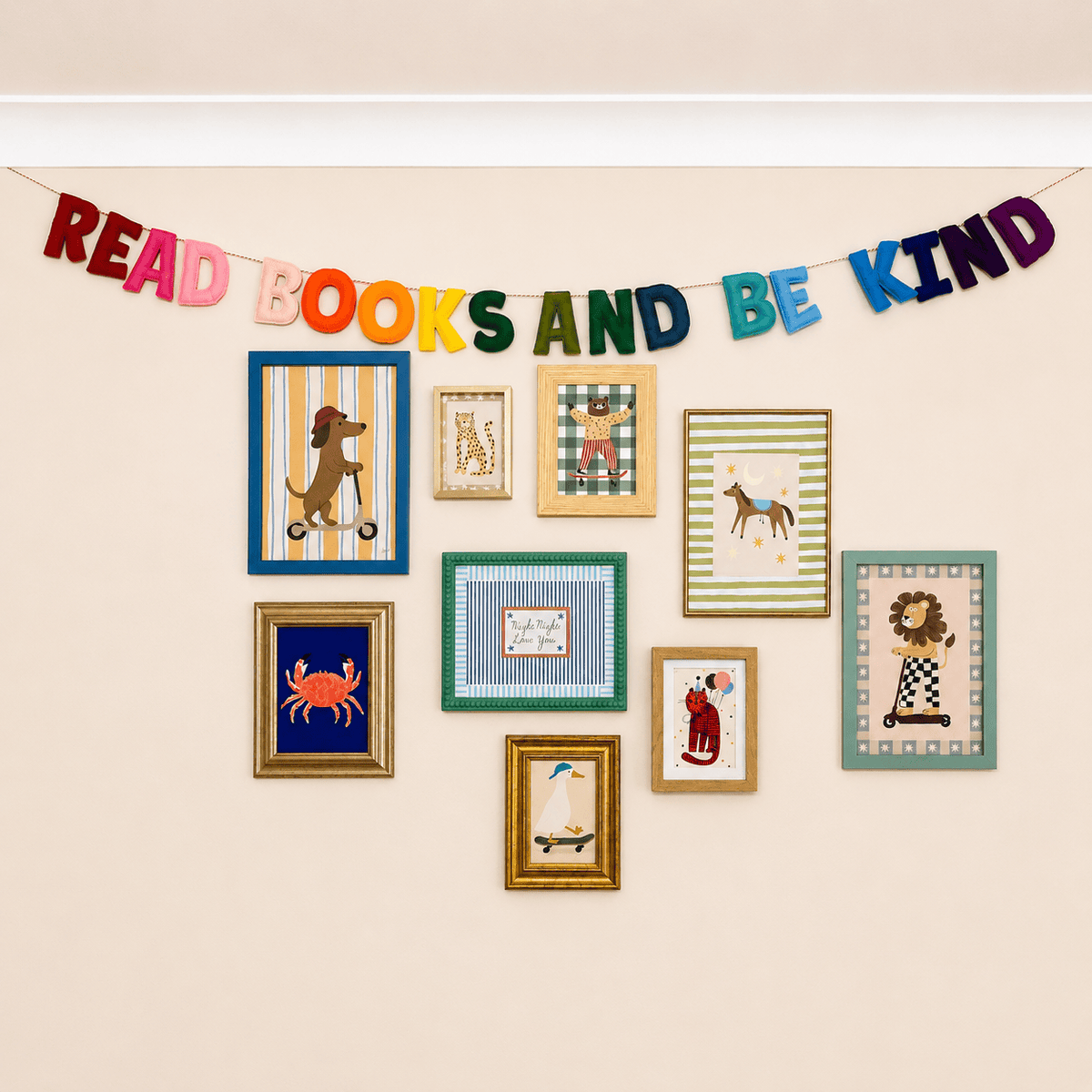 Decorative Rainbow Felt Garland - READ BOOKS AND BE KIND BookGeek