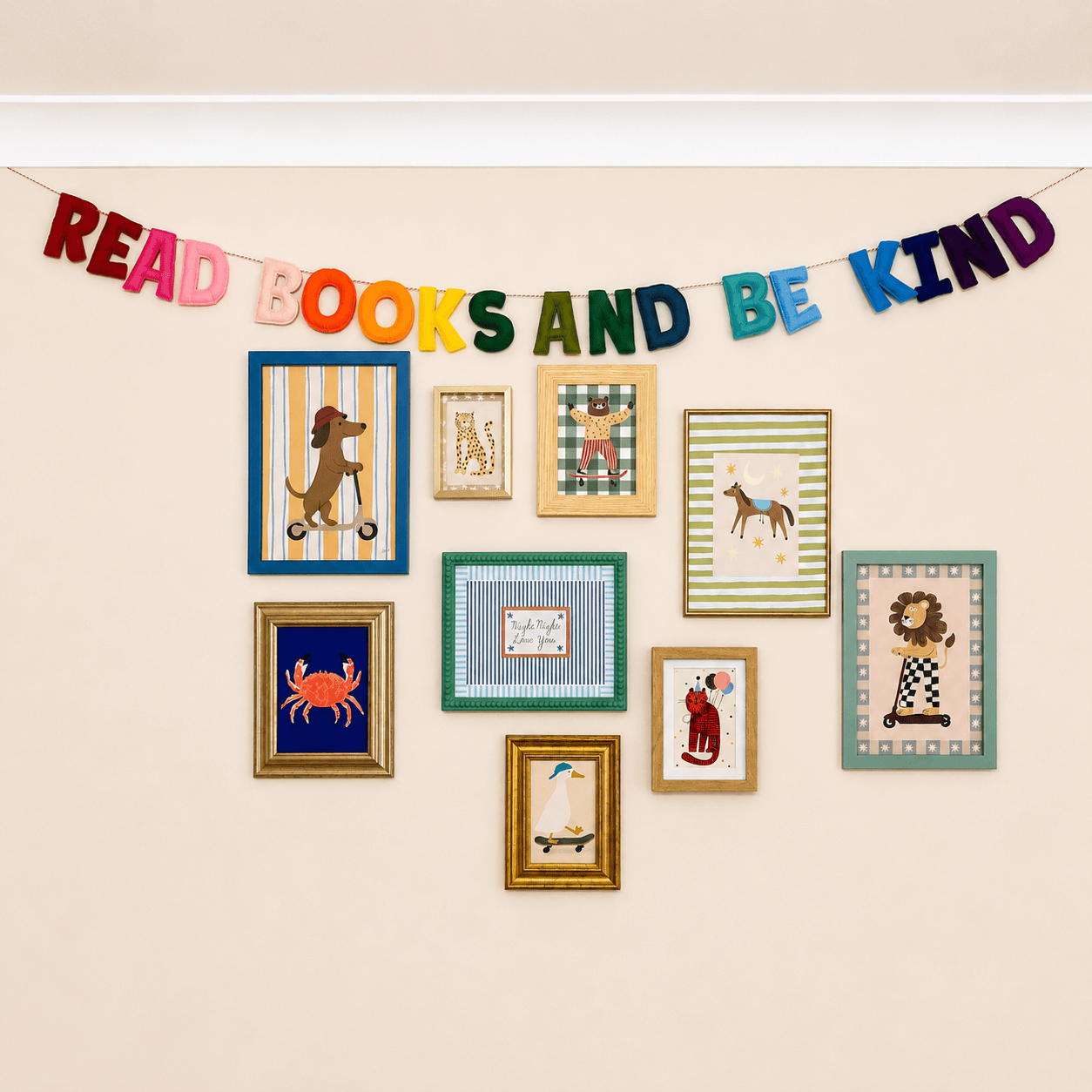 Decorative Rainbow Felt Garland - READ BOOKS AND BE KIND BookGeek