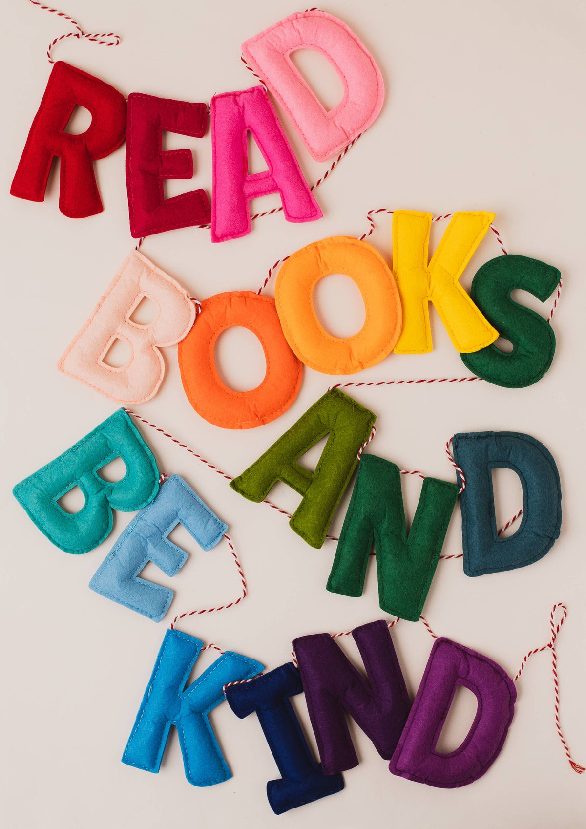 Decorative Rainbow Felt Garland - READ BOOKS AND BE KIND BookGeek