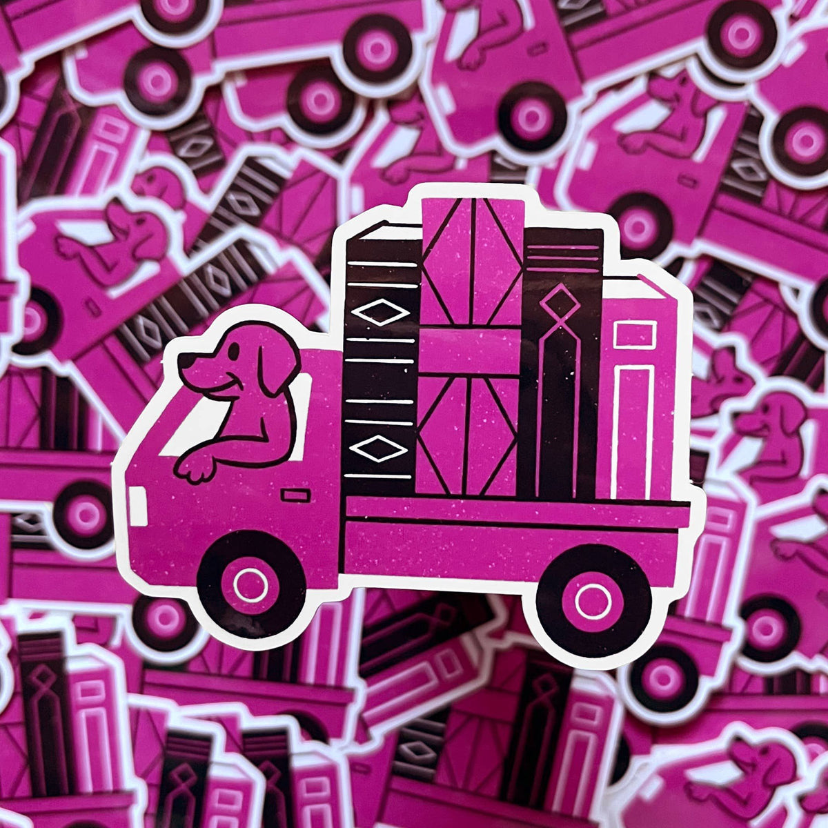 Doggy Book Truck vinyl sticker - bookmobile sticker BookGeek