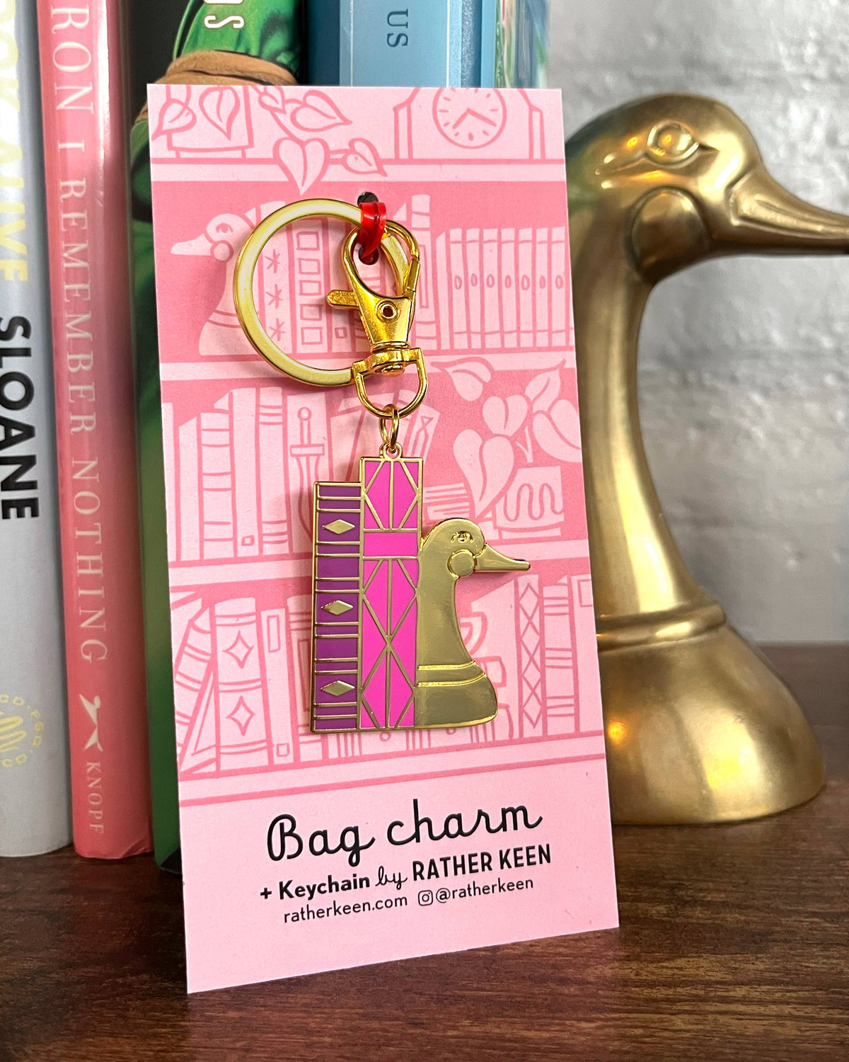 Duck Bookend bag charm - bookish keyring BookGeek