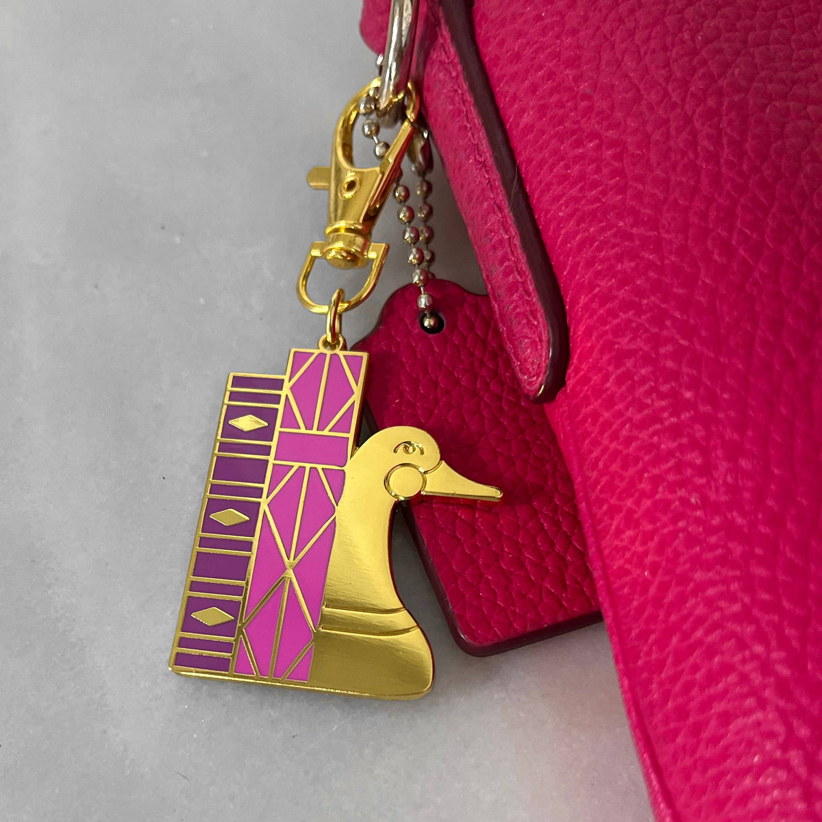 Pink Duck Bookend bag charm - bookish keyring BookGeek