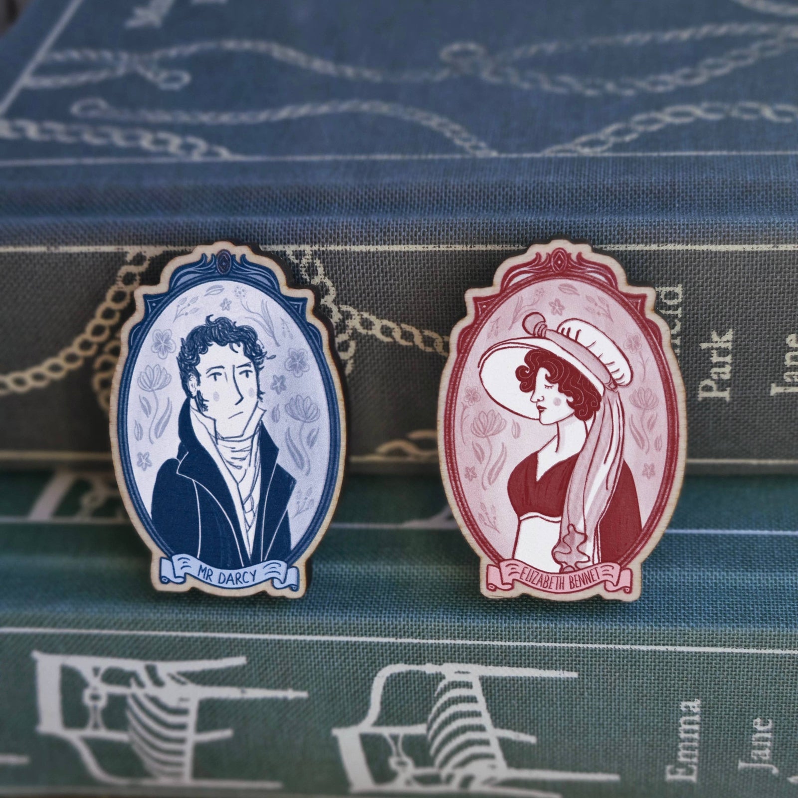 Elizabeth Bennet Jane Austen Wooden Pin BookGeek