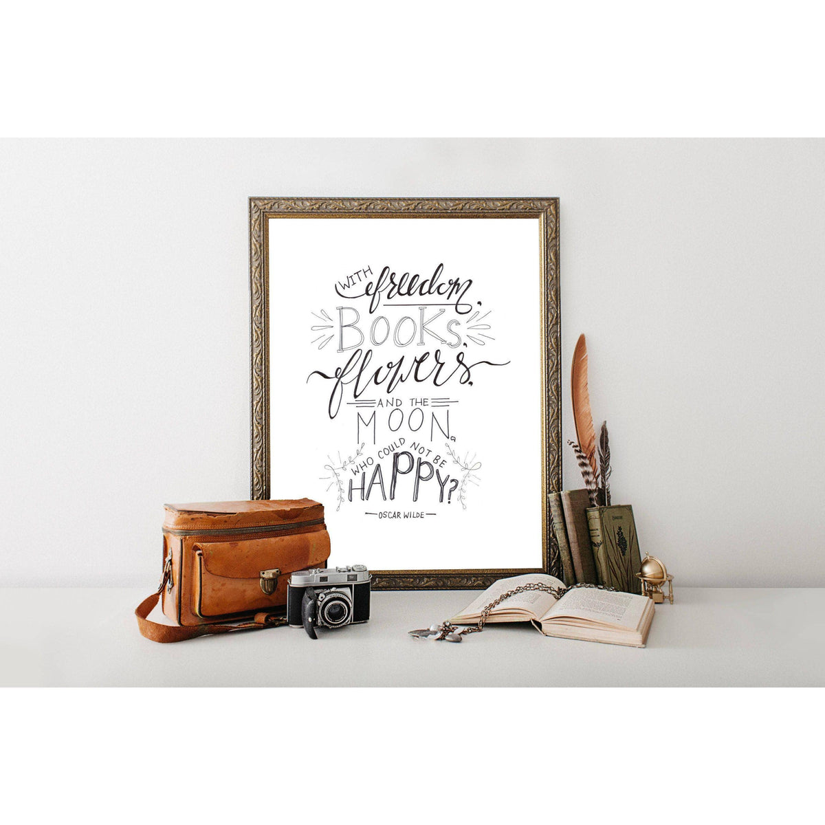 Freedom, Books, Flowers and the Moon  / 8 x 10 Print BookGeek