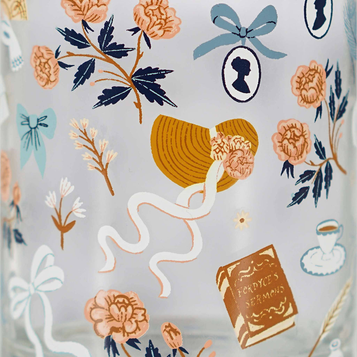 Glass Tumbler (300ml) - Jane Austen (Repeat Pattern) BookGeek
