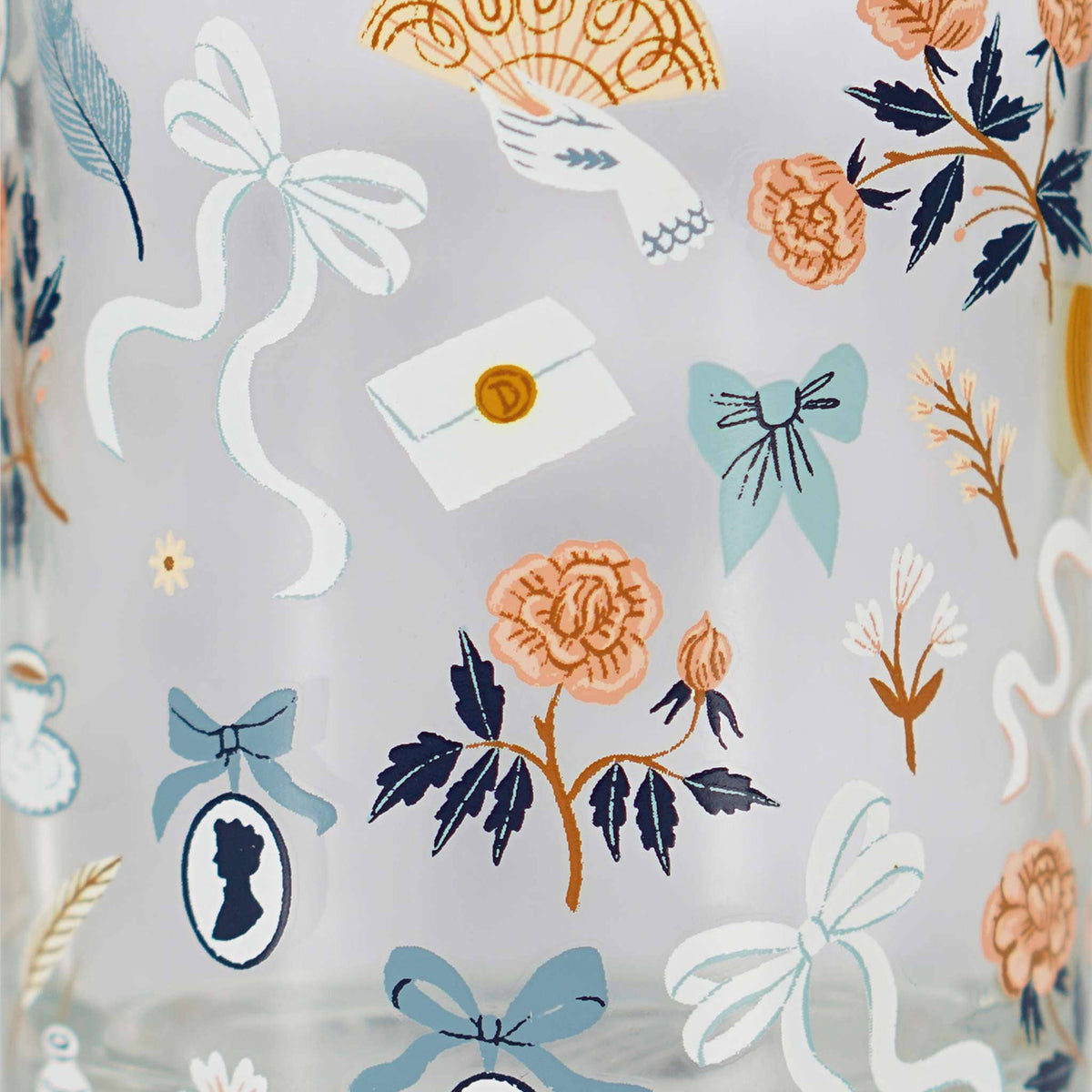 Glass Tumbler (300ml) - Jane Austen (Repeat Pattern) BookGeek