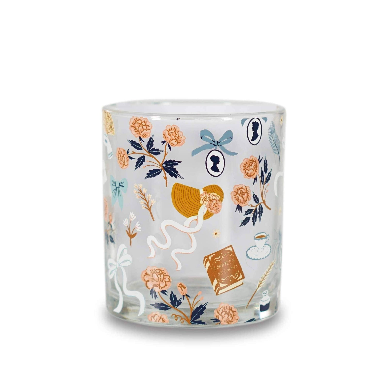Glass Tumbler (300ml) - Jane Austen (Repeat Pattern) BookGeek
