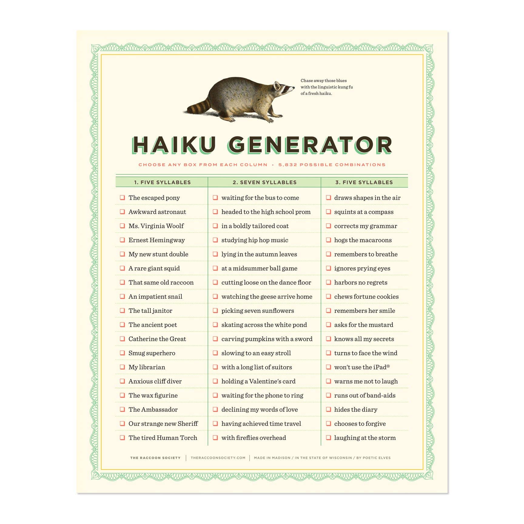 Haiku Generator Print BookGeek