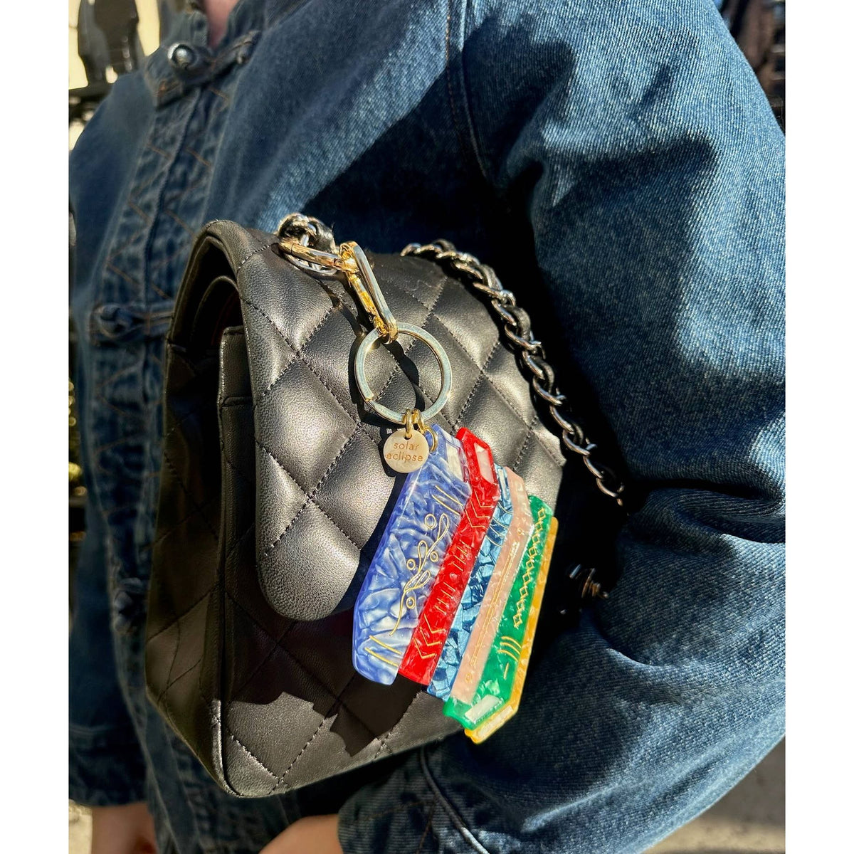 Hand-painted Book Stack Bag Charm + Keychain | Eco-Friendly BookGeek