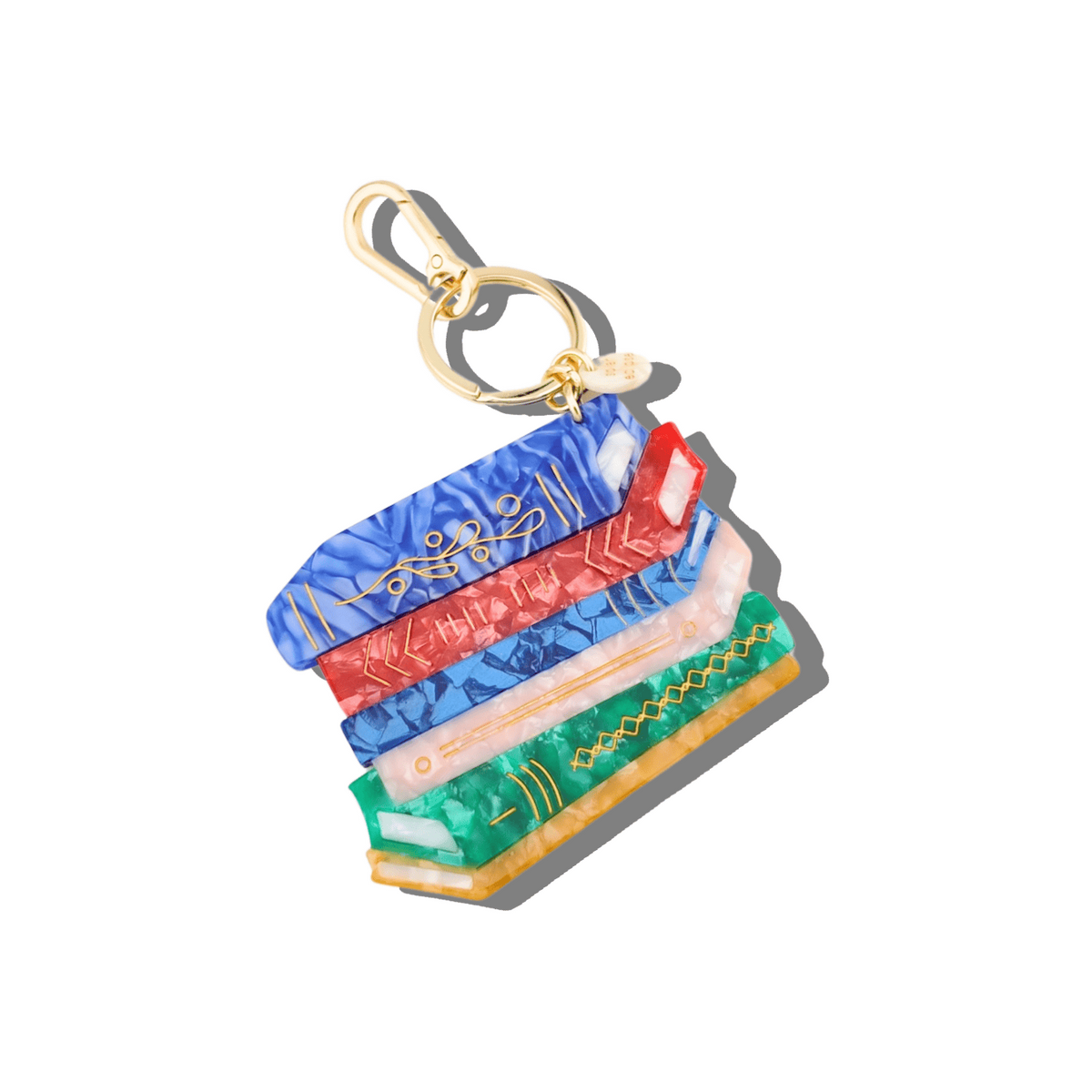 Hand-painted Book Stack Bag Charm + Keychain | Eco-Friendly BookGeek