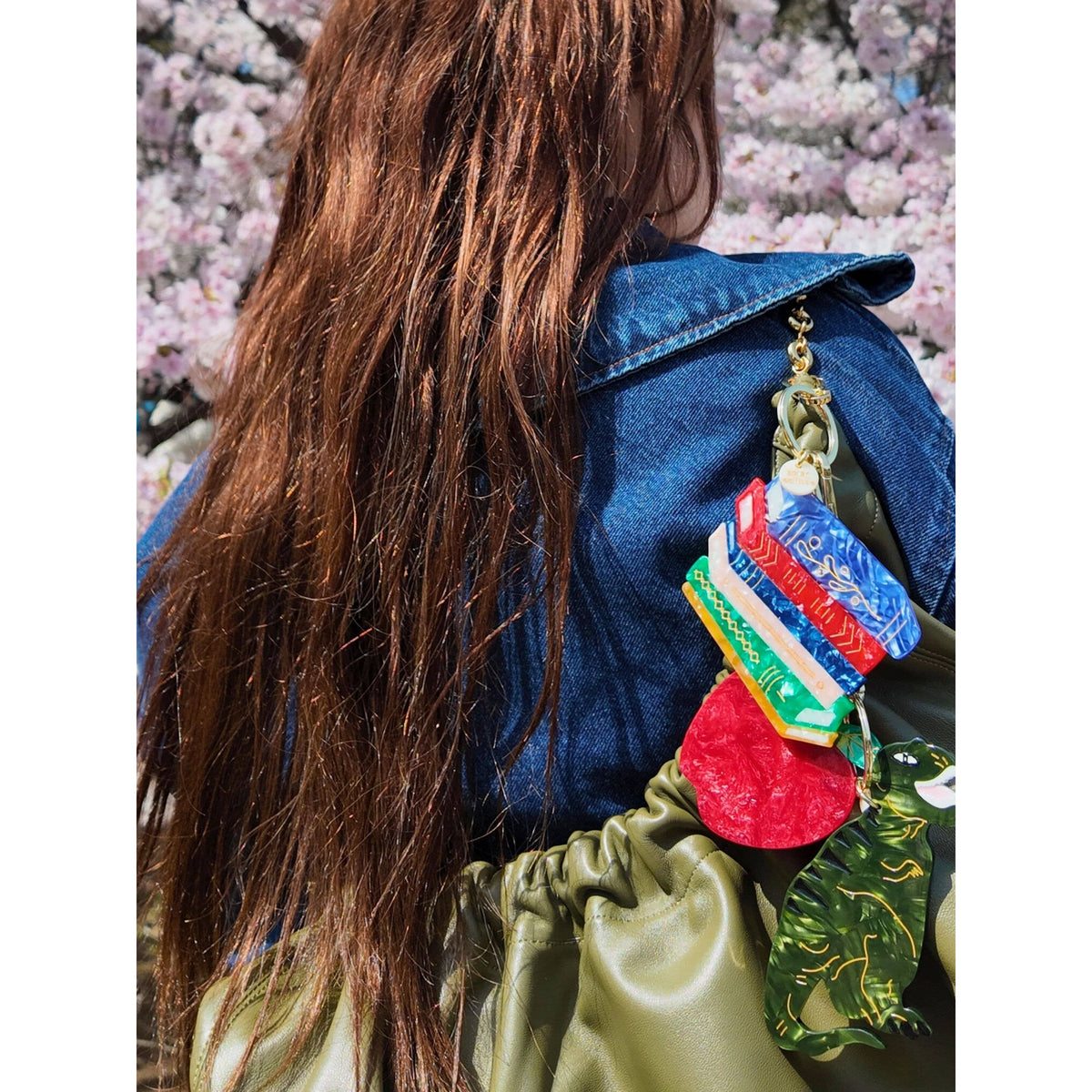 Hand-painted Book Stack Bag Charm + Keychain | Eco-Friendly BookGeek