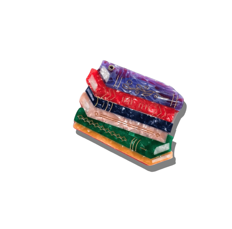 Hand-painted Book Stack Compact Mirror | Eco-Friendly BookGeek