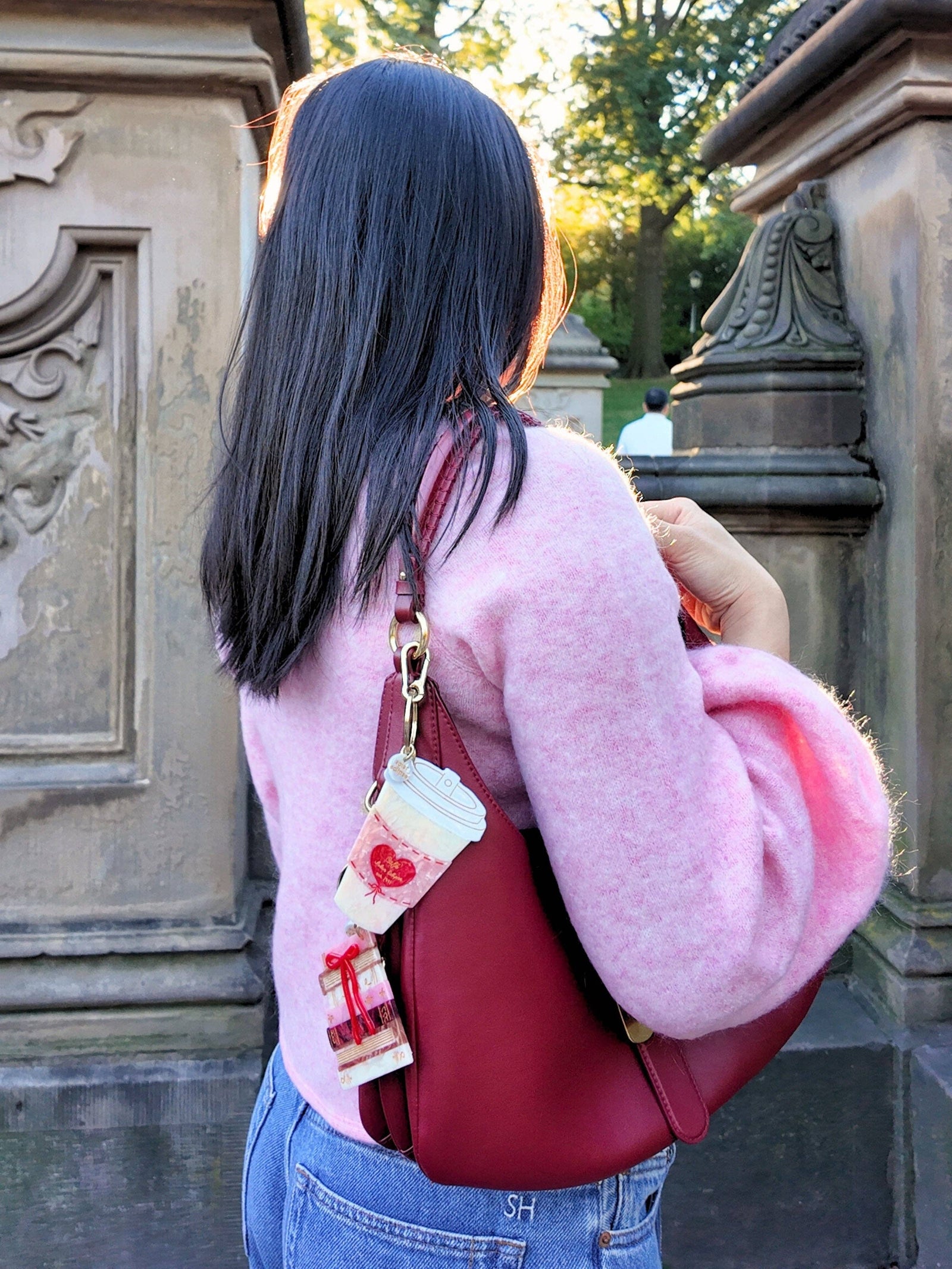 Hand-painted Bow Bookstack Bag Charm + Keychain BookGeek