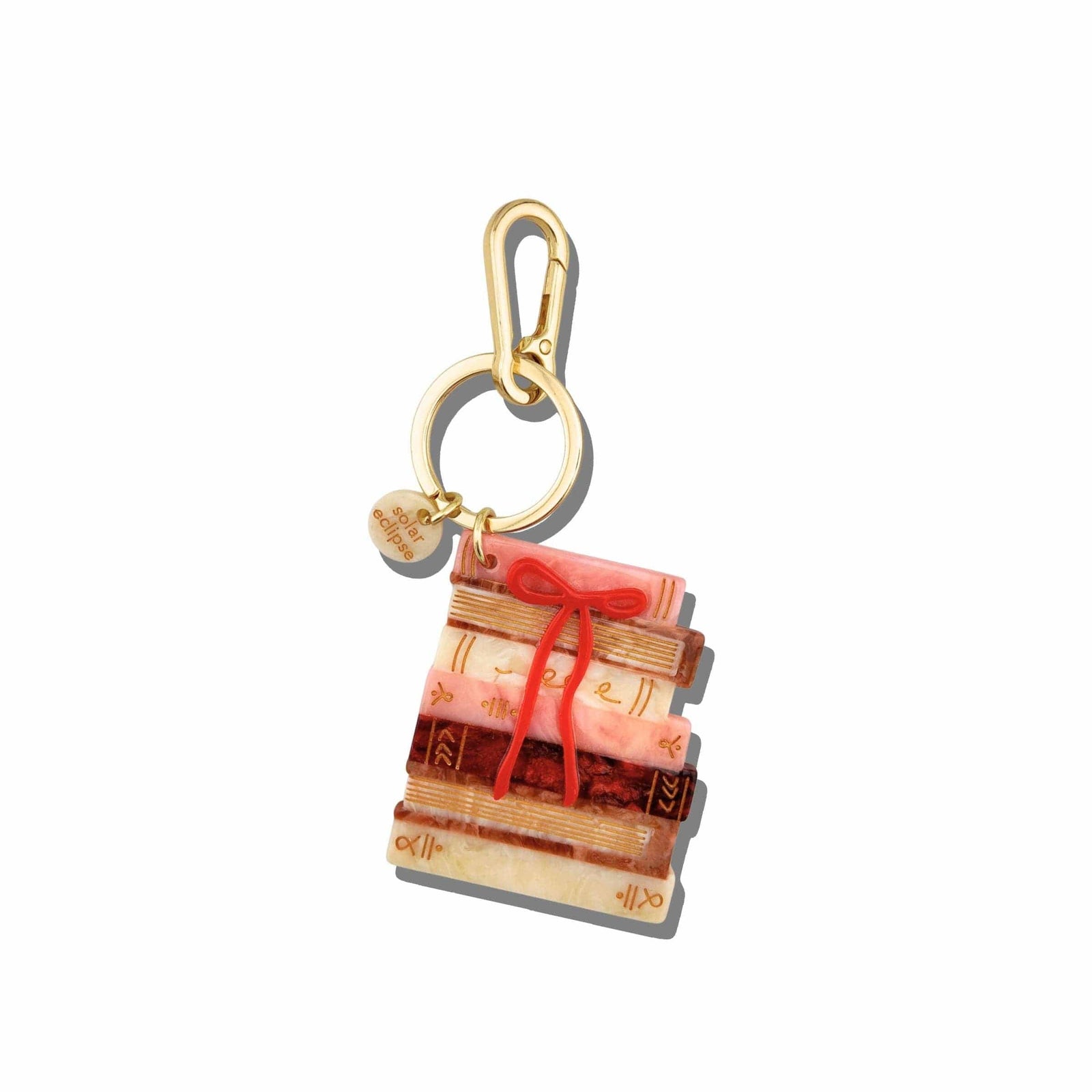 Hand-painted Bow Bookstack Bag Charm + Keychain BookGeek