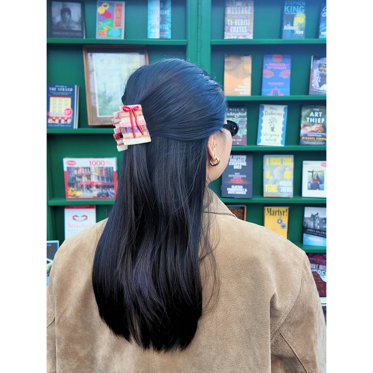 Hand-painted Bow Bookstack Claw Hair Clip | Eco-Friendly BookGeek