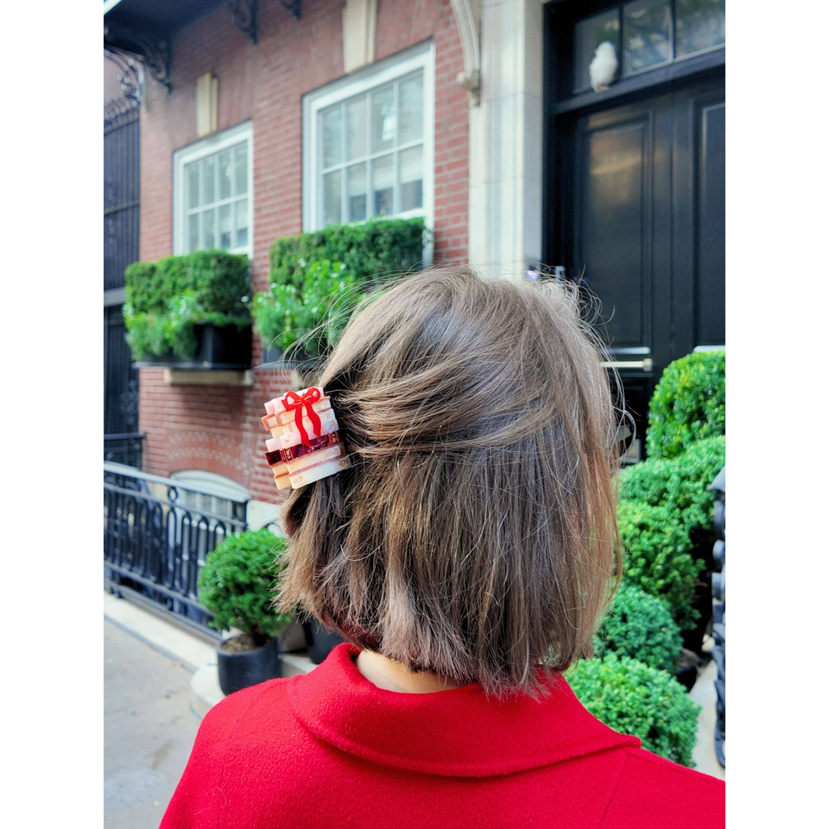 Hand-painted Bow Bookstack Claw Hair Clip | Eco-Friendly BookGeek