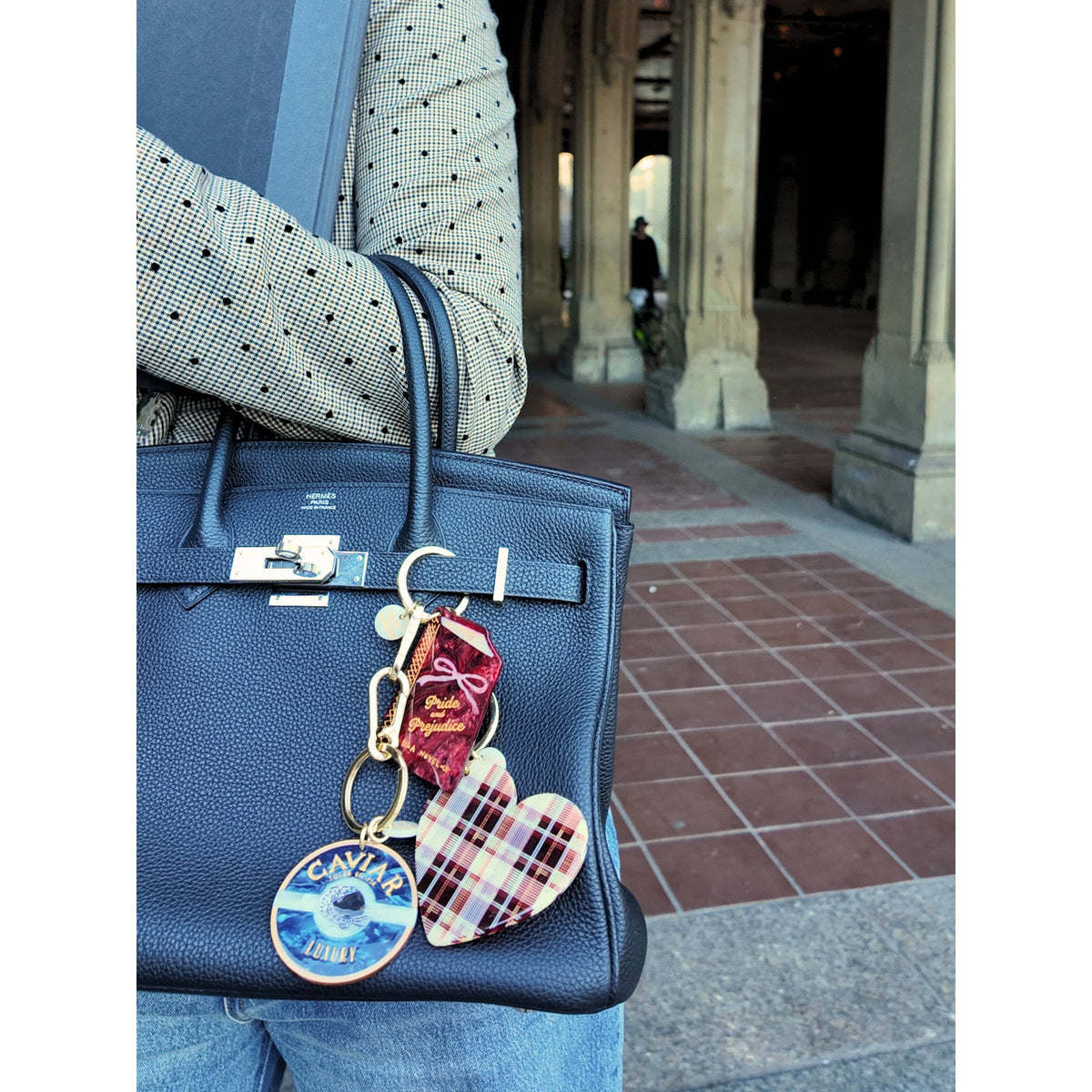 Hand-painted Pride &amp; Prejudice Book Bag Charm + Keychain BookGeek