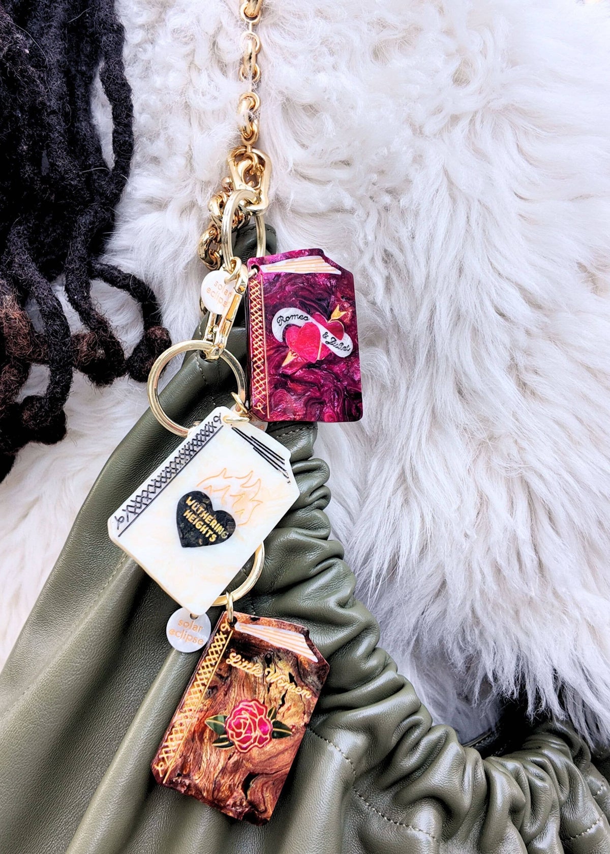 Hand-painted Romeo & Juliet Book Bag Charm + Keychain BookGeek