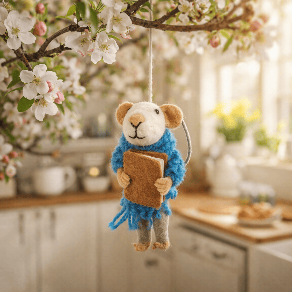 Handmade Felt Archie Mouse Hanging Decoration BookGeek