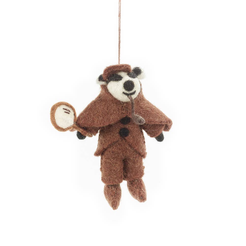 Handmade Felt Sherlock Holmes Badger Hanging Decoration BookGeek