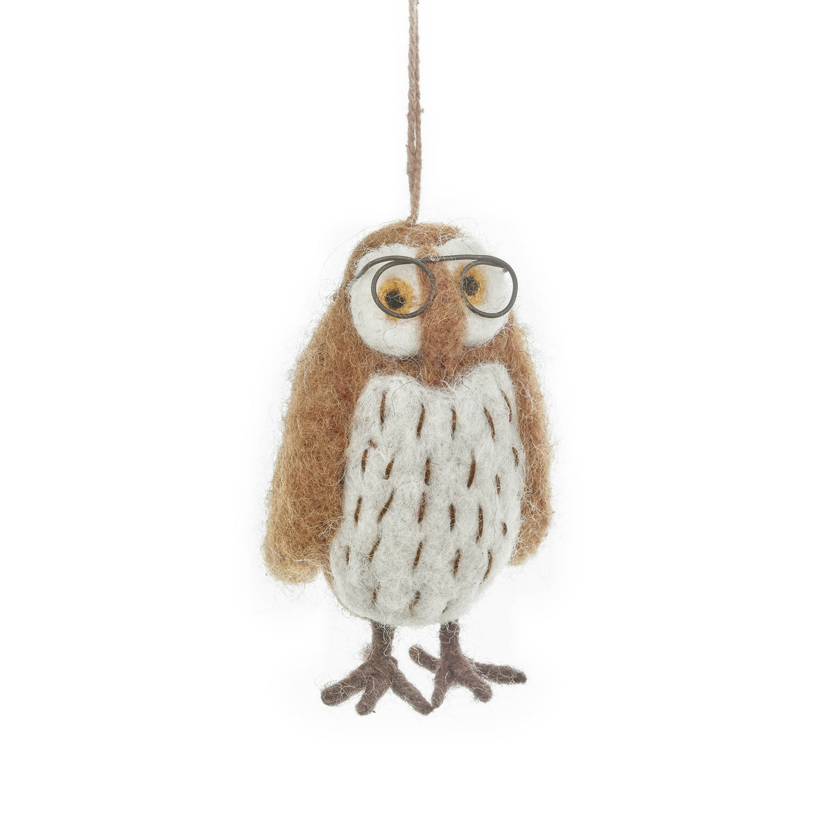 Handmade Felt Wilson the Wise Owl Hanging Bird Decoration BookGeek