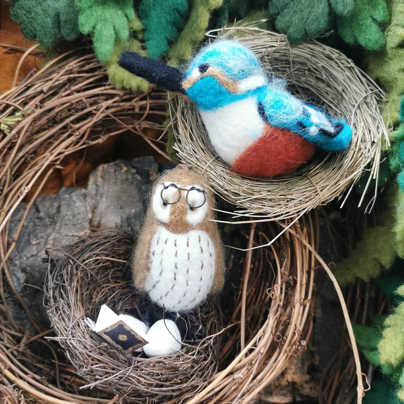 Handmade Felt Wilson the Wise Owl Hanging Bird Decoration BookGeek