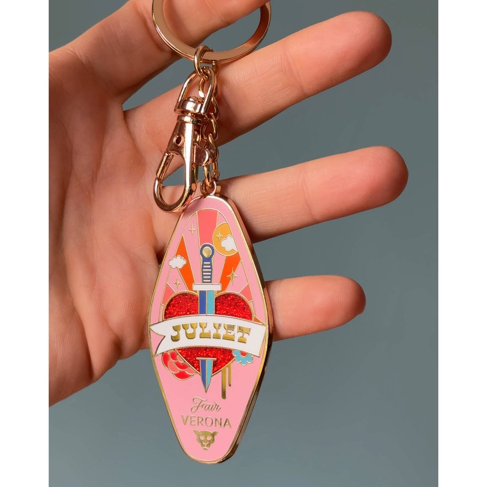 His and Her Romeo + Juliet Key Ring Set motel style Keychain BookGeek