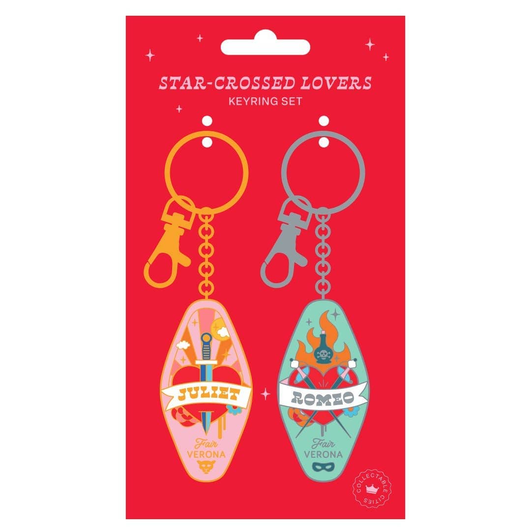 His and Her Romeo + Juliet Key Ring Set motel style Keychain BookGeek