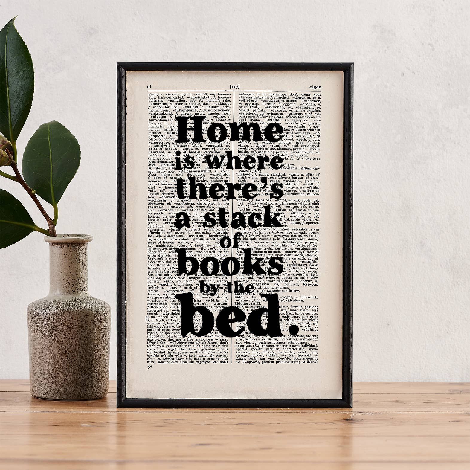 'Home is where there's a stack of books' booklover print BookGeek