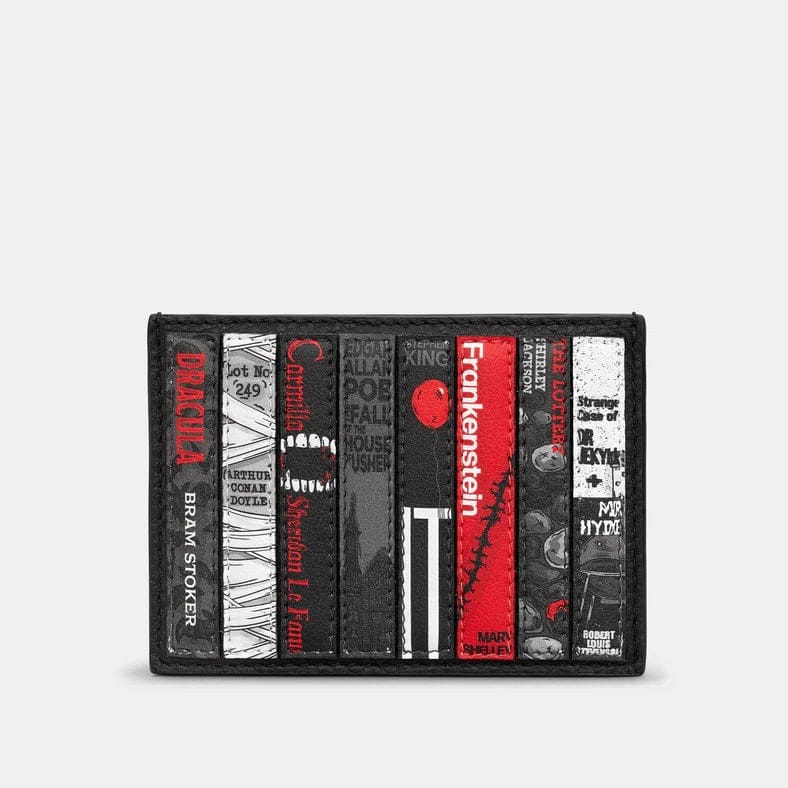 Horror Bookworm Black Leather Card Holder BookGeek