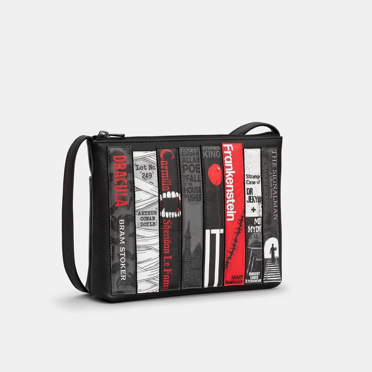 Horror Bookworm Black Leather Cross Body Bag BookGeek