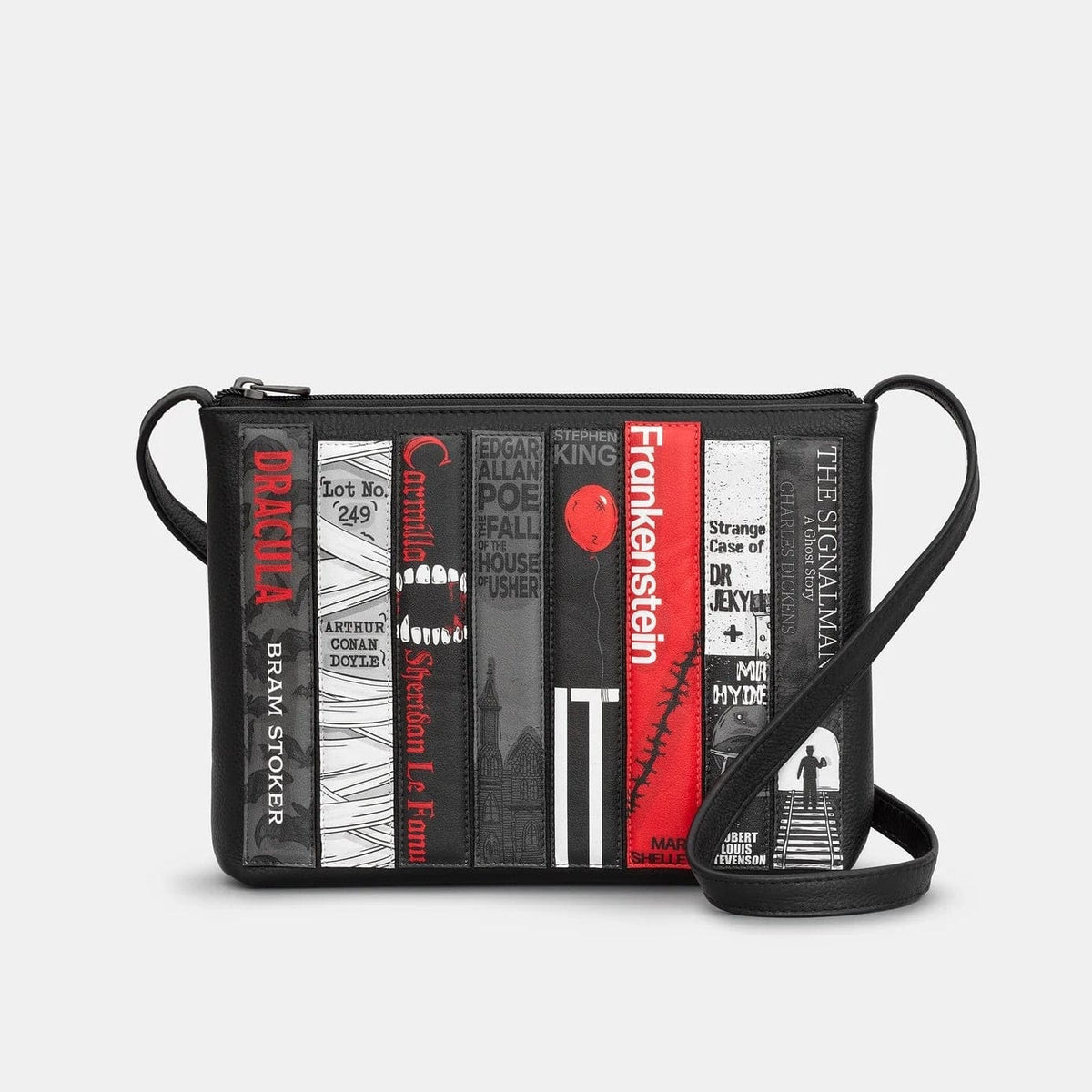 Horror Bookworm Black Leather Cross Body Bag BookGeek