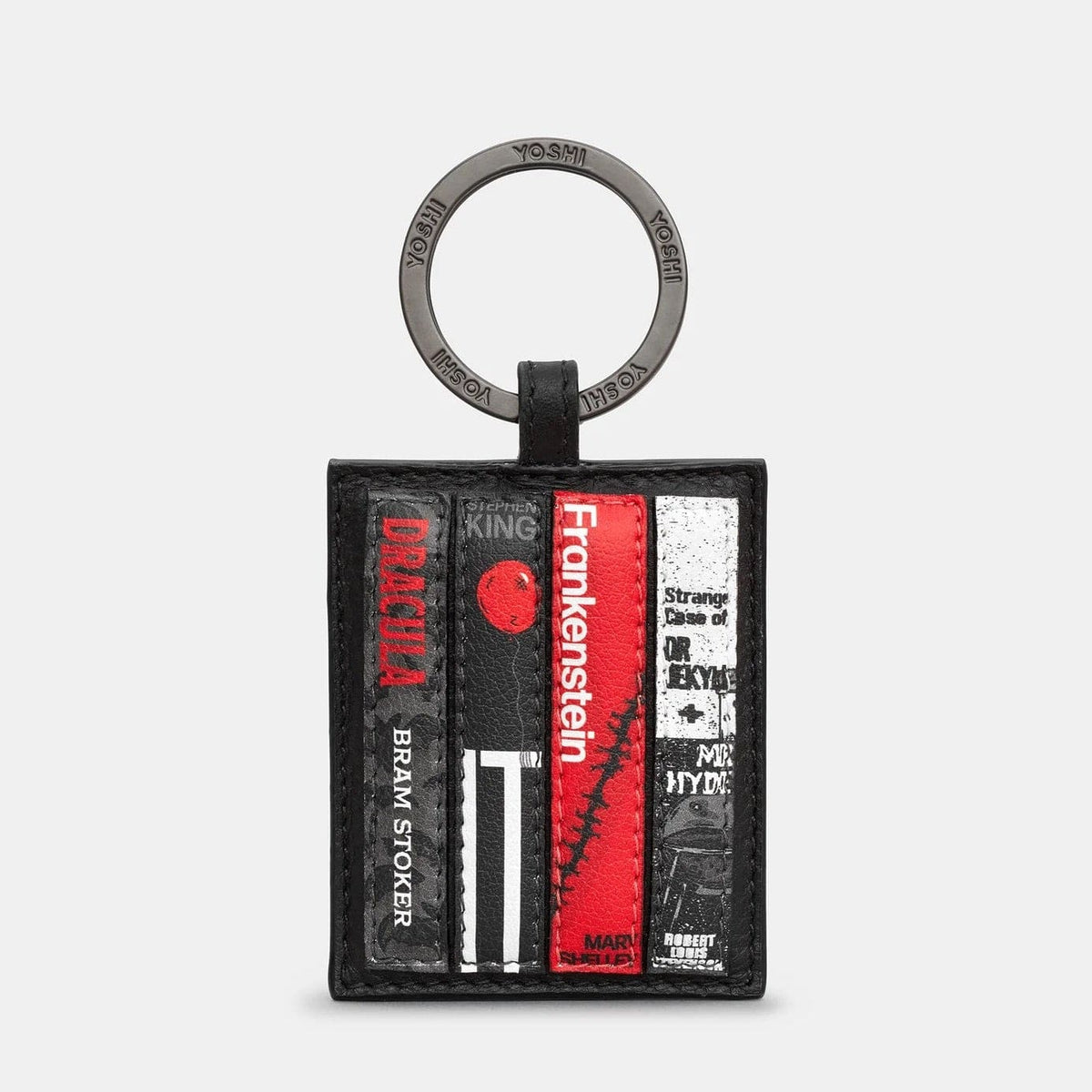 Horror Bookworm Black Leather Keyring BookGeek