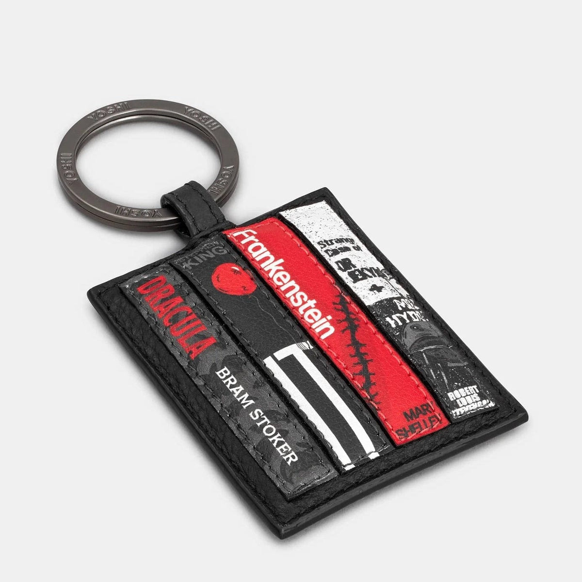 Horror Bookworm Black Leather Keyring BookGeek