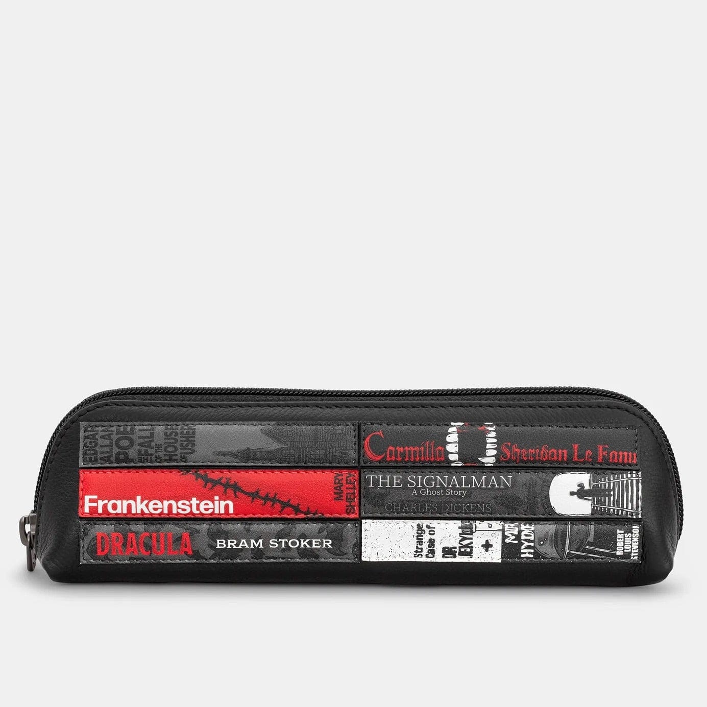 Horror Bookworm Black Leather Pencil Case BookGeek