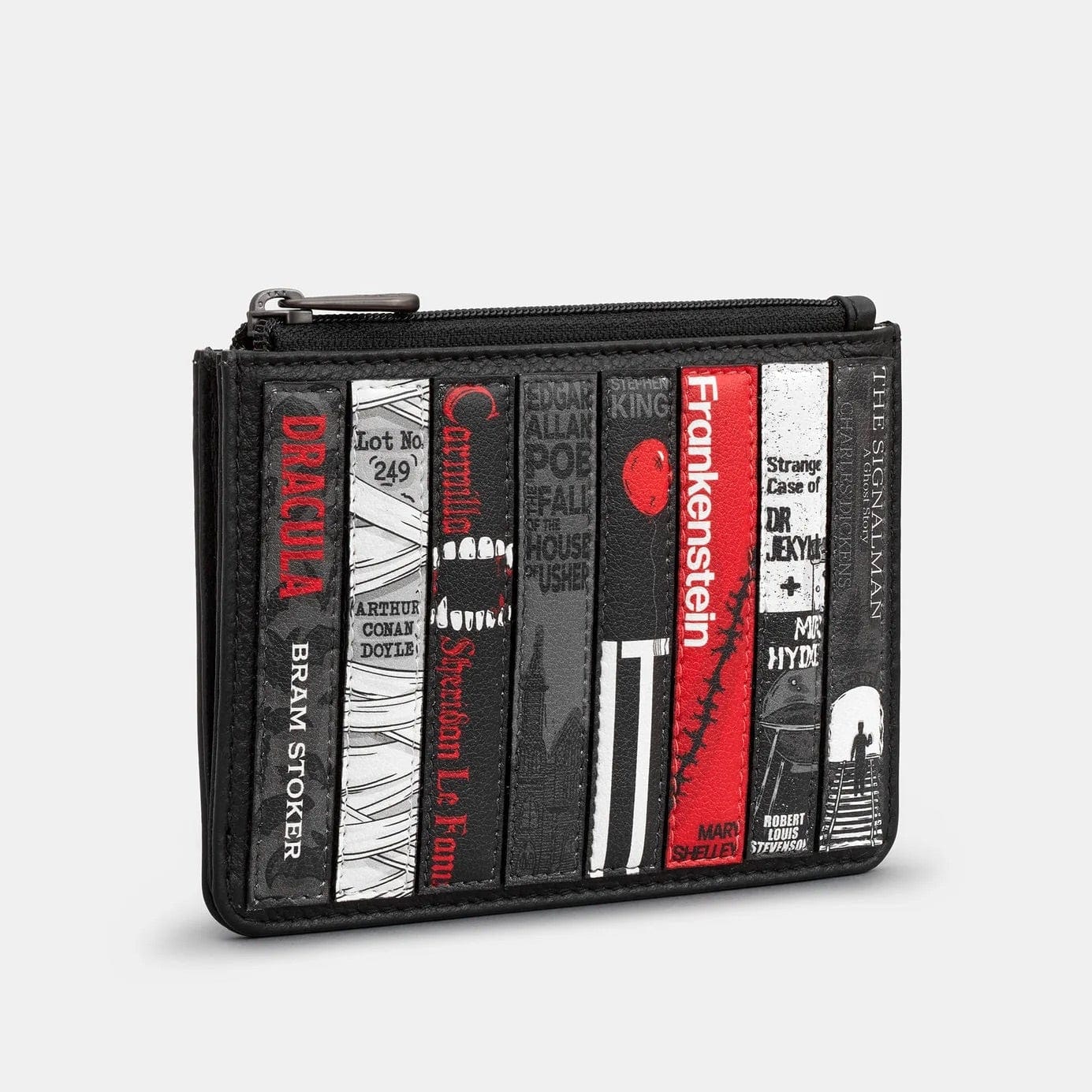 Horror Bookworm Zip Top Black Leather Purse BookGeek