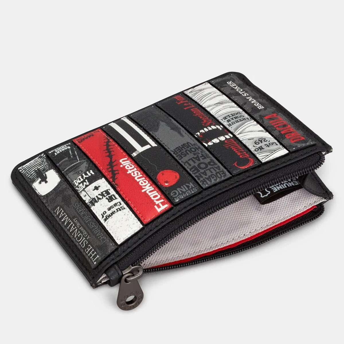 Horror Bookworm Zip Top Black Leather Purse BookGeek