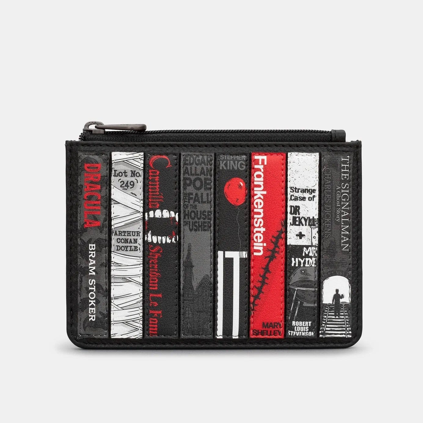 Horror Bookworm Zip Top Black Leather Purse BookGeek